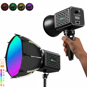 2026 Upgraded RGB COB Video Light Kit, 12000mAh Long Battery & Fast Charging, 3200K–6500K Adjustable Studio Fill Light for Vlogging, Live Streaming & Filming, Includes 30cm Octagonal Softbox with Honeycomb Grid, Bowens Mount Quick Release & 2M Adjustable