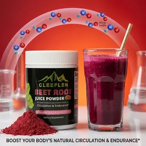 CLEEFLEN Organic Beetroot Powder Superfood with Reishi Extract for Energy Stamina Healthy Circulation Cardiovascular Wellness & Vitality 6.35 Oz