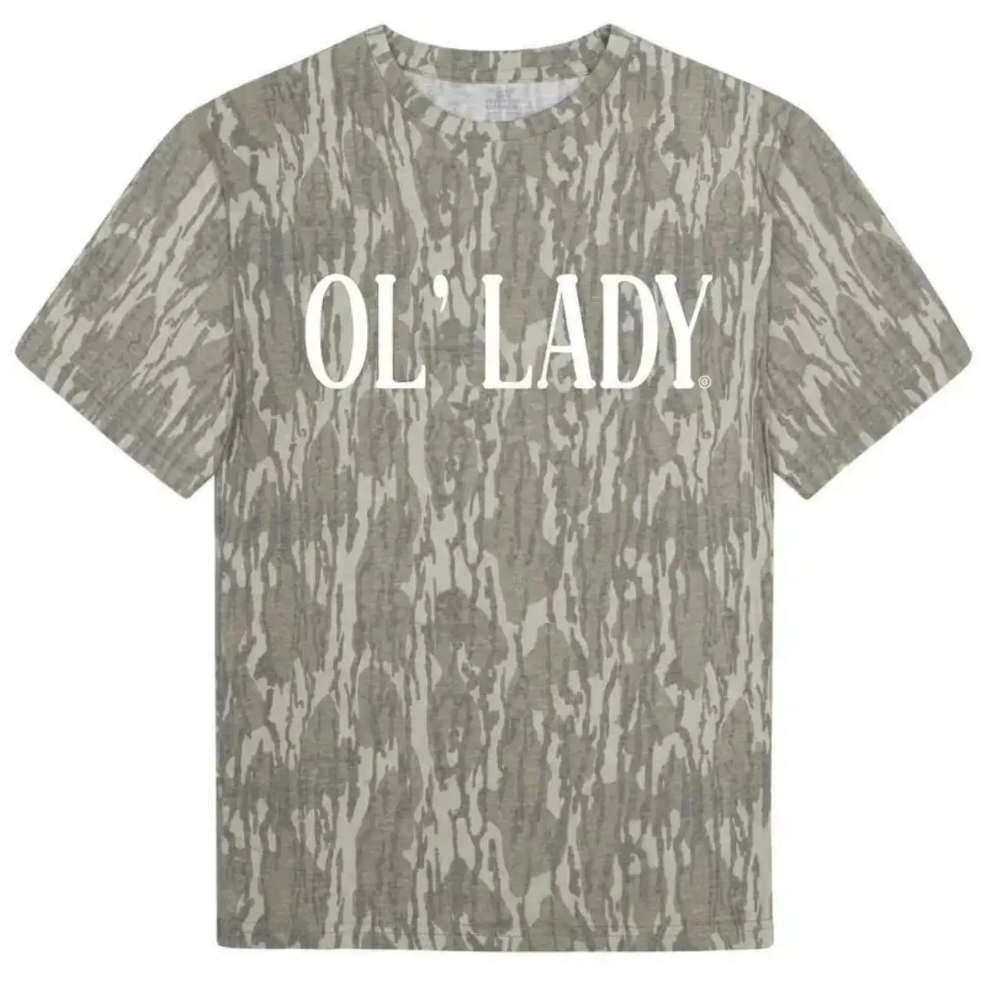 OL' LADY Mossy Oak Bottomland Camo Tee for Women Hunting Camo T-Shirt, Soft Cotton Breathable, Hiking Camping Outdoor Shirt, Streetwear, Gift for her