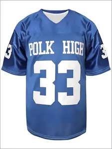 Men's Blue Sports Shirt, Polk High Football Jersey, 90s Hip Hop Party, Sporty Style, Comfortable Fit, Sports Top