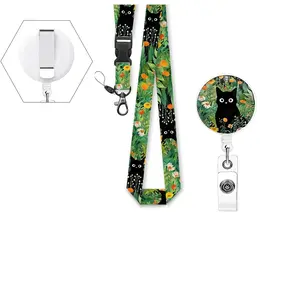 Leopard Print ID Badge Holder Set, Retractable Name Tag Clip, Retractable Badge Holders, Nurse Card Case, Medical Work Label Stand, Office Supplies Gift