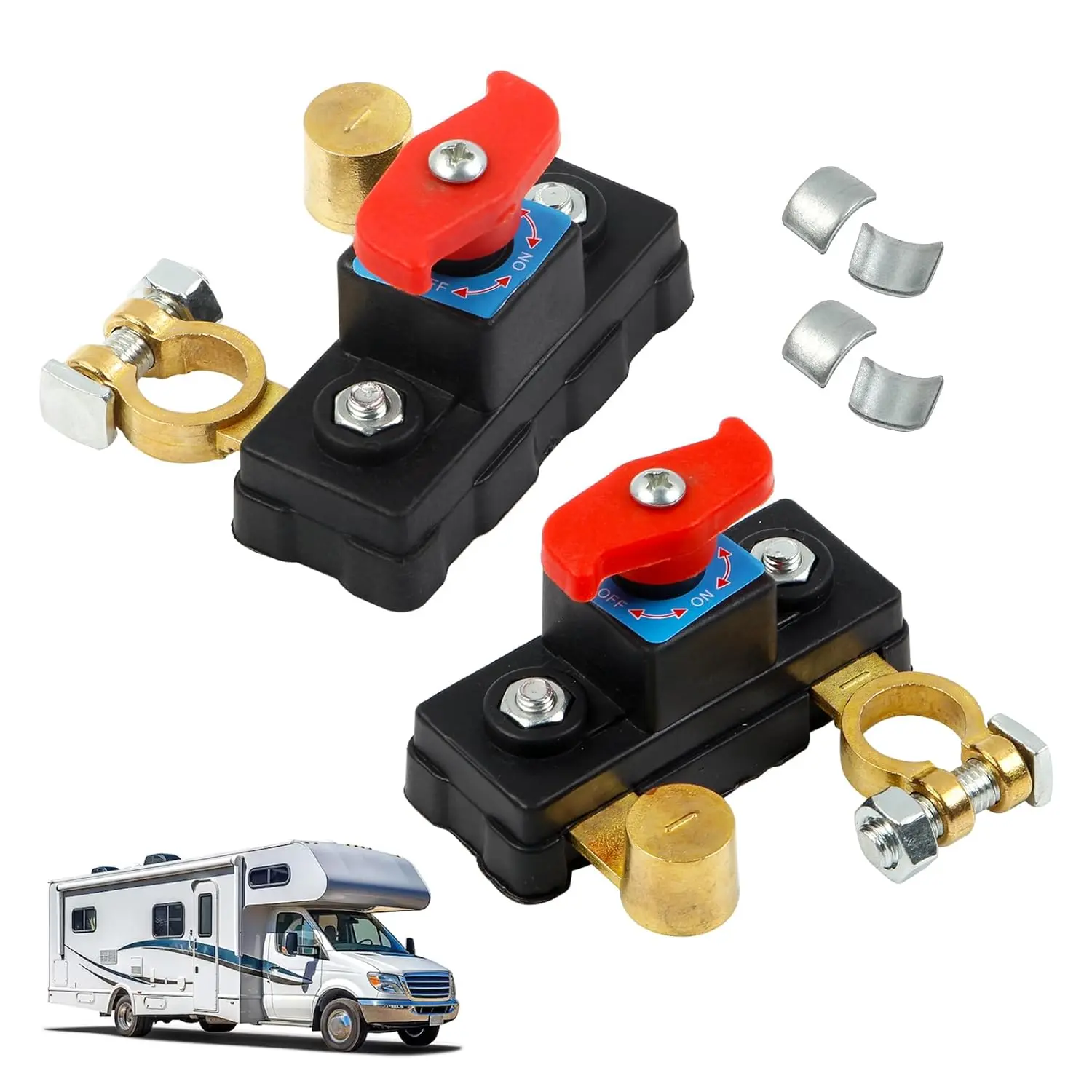 2PCS Pure Copper Car Battery Disconnect Switch Breaker - Stable Transmission, High Conductivity, Smart Power Cut-Off Switch for Car, Boat Supplies, Vehicle