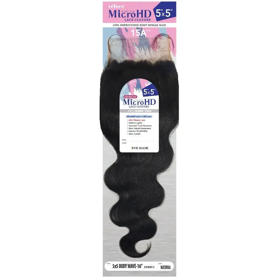5x5 Body Wave Lace Closure, 100% Unprocessed Virgin Remy Human Hair Piece for Wigs for Black Women, Breathable and Lightweight with 50% Thinner MicroHD Lace, 50% Thinner Lace