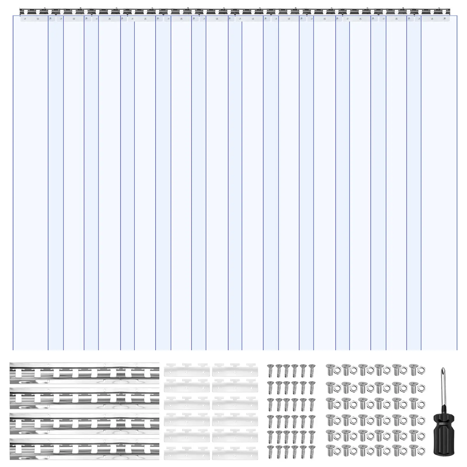 【DealsForYouDays】VEVOR Clear PVC Strip Curtain,84 in Height x 72 in Width x 0.08 in Thickness12 PCS Walk in Freezer Cooler Curtain StripsSmooth Waterproof Plastic Door Strips for WarehouseFreezerGarage Doors