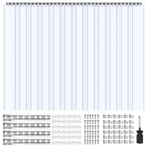 VEVOR Clear PVC Strip Curtain, 84 in Height x 72 in Width x 0.08 in Thickness, 12 PCS Walk in Freezer Cooler Curtain Strips, Smooth Waterproof Plastic Door Strips for Warehouse, Freezer, Garage Doors
