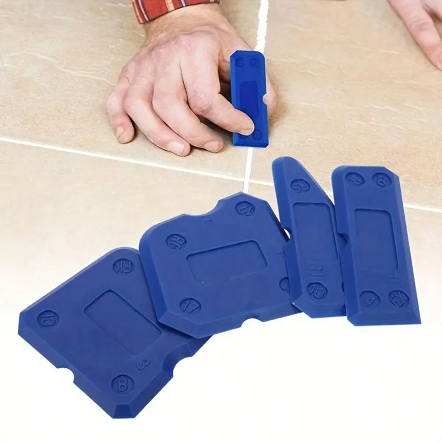 4-Piece Seam Filling Tool Set, Silicone Sealing Caulk Scraper, Paint Scraper, Spreader, Edge Repair Tool, Tile Edge Cleaner, Grout Cleaning Kit, Caulking Tools