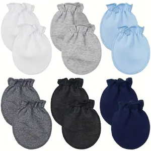 6 Pairs of Multi-Colored Anti-Scratch Gloves Infants, Suitable Newborns Aged 0-3 Months.