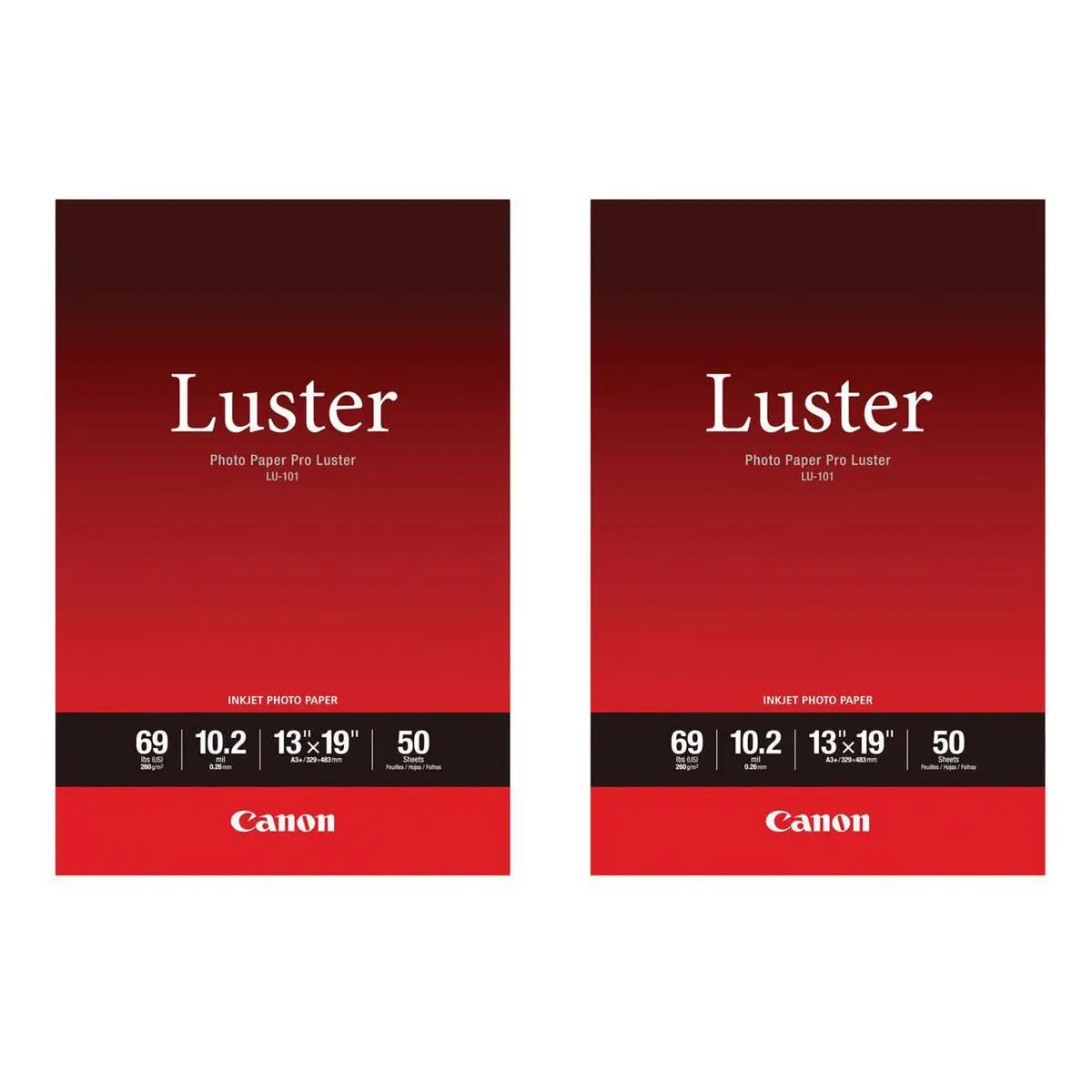 Canon 2 Pack LU-101 Pro Luster Photo Paper (13x19", 50 Sheets, 255 gsm)