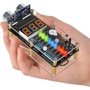 Ultrasonic Ranging Alarm Kit, Ultrasonic Distance Sensor Soldering Practice Kit with Lights, Soldering Electronic Projects for School Learning
