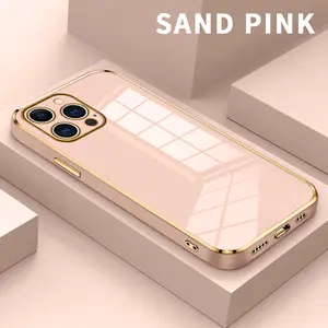 Electroplated Phone Case for iPhone 16 15 14 Pro Max 13 12 11 XR XS Plus Soft TPU Silicone Dirt-proof Easy to Clean Soft Cover Gift