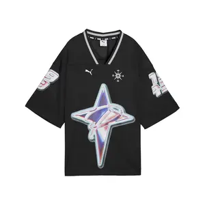 PUMA Womens Shooting Stars V-Neck Short Sleeve Jersey Casual - Black