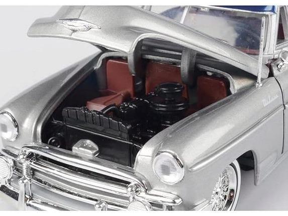 1950 Chevy Bel Air Lowrider Silver Metallic with Blue Metallic Top Get Low Series 1/24 Diecast Model Car by Motormax