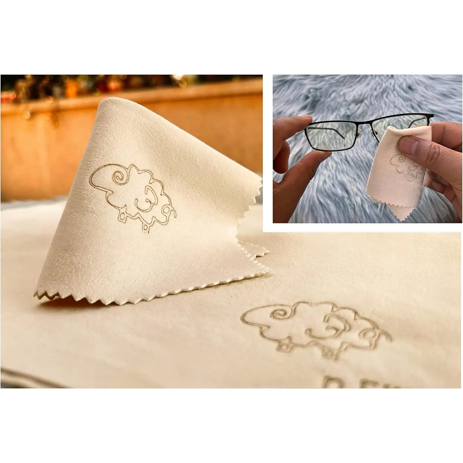Chamois Leather Eyeglass Cleaning Cloth Camera Lens Cleaning Cloths Screen Cleaning Cloth Glasses Cleaning Cloth Tablets Chamois Cleaning Cloths for Eyeglasses (3 Packs, 2 Large, 1 Small)