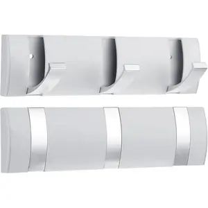 2 Pack Wall Mounted Coat Rack, Floating Door Wall Coat Rack with Retractable Hooks Aluminum Space Saving Hangers Hook Rail for Entryway Bathroom Hat Towel