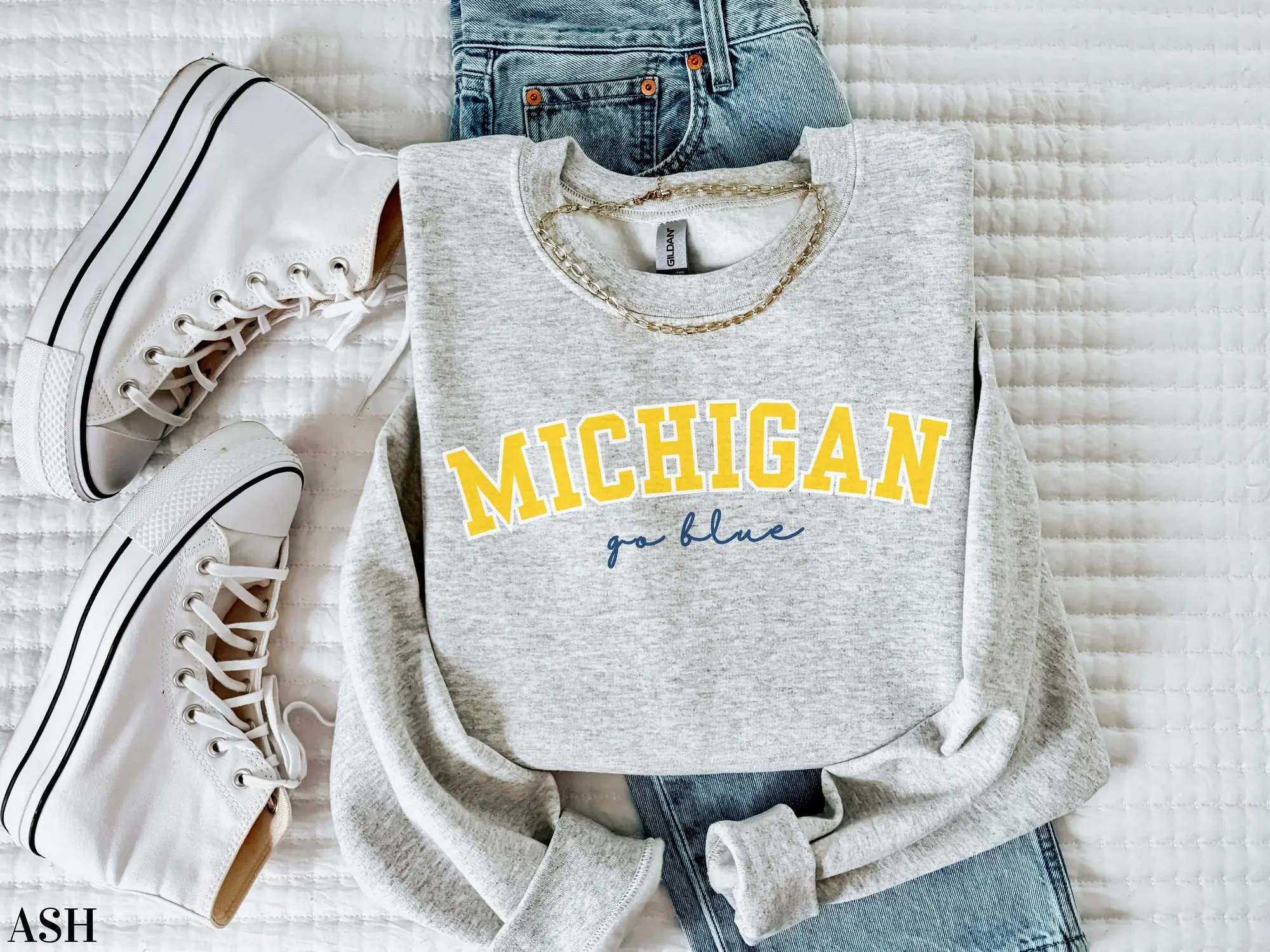 University of Michigan Sweatshirt, Michigan Crewneck, College Game Day, Varsity Crewneck