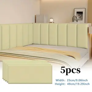 5-Piece Self-Adhesive Wall Stickers, Self Adhesive Wallpaper, 12mm Thick, Easy Clean, Ideal for Headboards, Tatami Mats, Leather Surfaces, TV Walls, Living Room, Bedroom