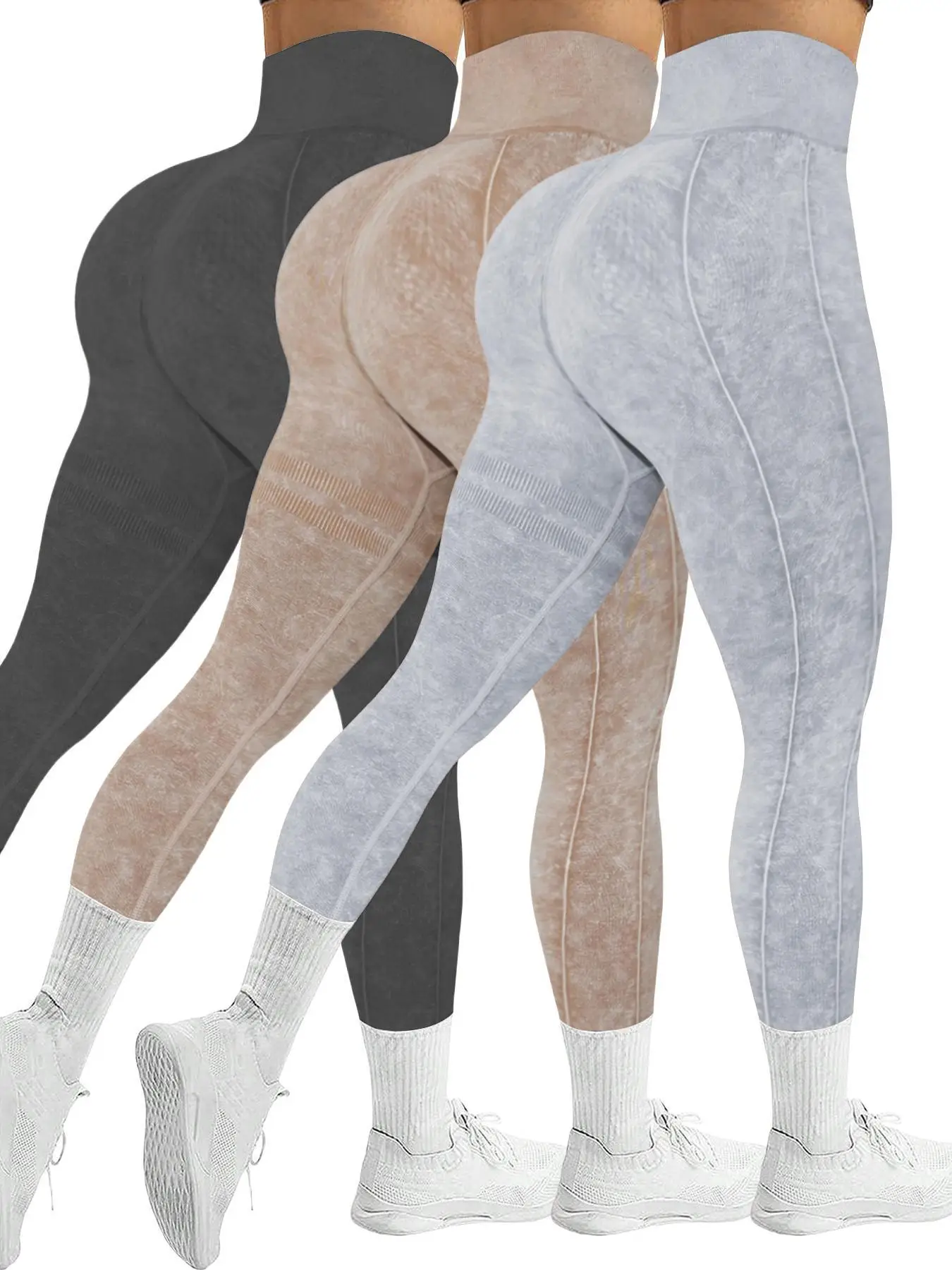 Women's High Waist Sports Tummy Control Leggings, Casual Comfy Breathable Seamless Top-stitching Skinny Pants for Yoga Gym Workout Running, Ladies S