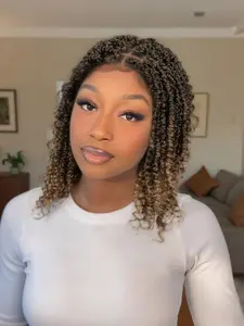 14 Inch Lace Front Short Wine Red Twist Wigs for Women, Gorgeous Fluffy Synthetic Hair Wigs without Bangs, Synthetic Braided Lace Wigs, Synthetic Curly Wigs for Party, Daily Use