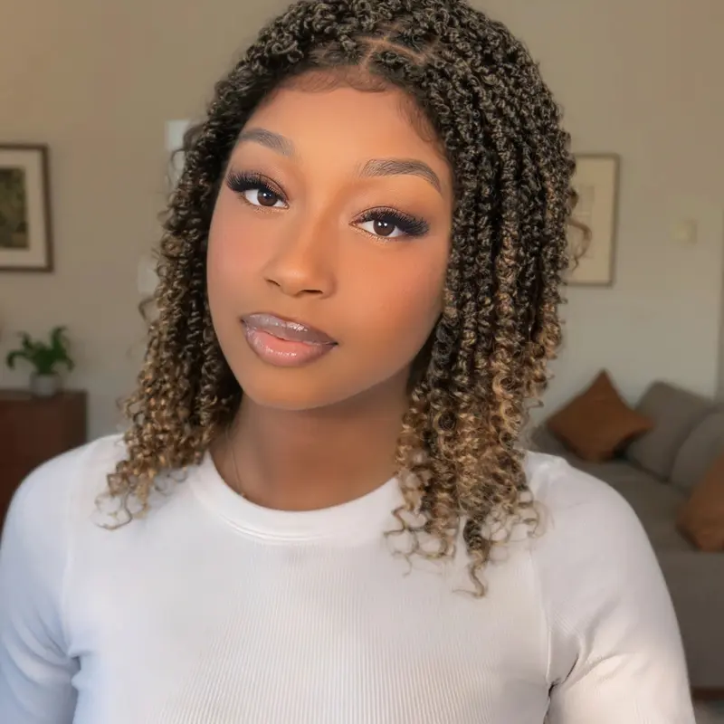 14 Inch Lace Front Short Wine Red Twist Wigs for Women, Gorgeous Fluffy Synthetic Hair Wigs without Bangs, Synthetic Braided Lace Wigs, Synthetic Curly Wigs for Party, Daily Use, Braided Hair Texture, Synthetic Fiber Wig