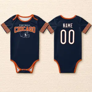 Personalized baby onesies Chicago, Customizable name and number soccer baby onesies, Match day outfits, Sports fan baby gifts.