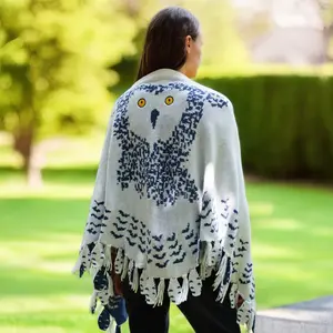 【FaddishDeal】Owl knitting scarf shawl, women's long scarf wrap, daily travel outside decoration, imitation bird wing feather scarf.