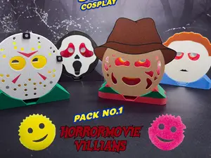 Horror Sponge Holder Set | Slasher-Inspired Kitchen Decor | Halloween Sponge Display | Spooky Gift | 3D Printed