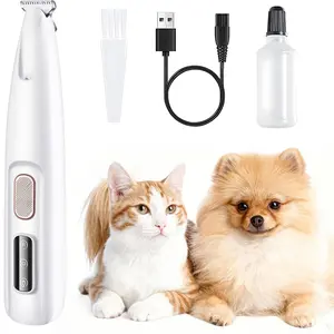Rechargeable Pet Hair Trimmer Kit, Pet Paw Trimmer, Cordless Quiet Dog Trimmer for Grooming with LED Light, Small Dog Grooming Clippers for Dogs & Cats, Pet Grooming Tool,Waterproof, low noise pet shaver USB Rechargeable Silent Dog Nail Grinder