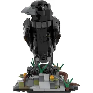 Gothic Raven Building Blocks Set 359 Pieces Dark Crow Brick Model Kit DIY Assembly Animal Figure for Adults Black Bird Statue Decor for Desk Shelf Home Office Halloween Christmas Gift