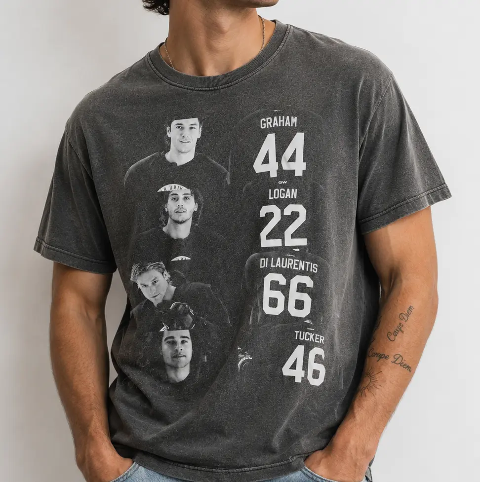 Off Campus Inspired College Hockey Tee, Graham 44 Logan 22 Tucker 46 DI Laurentis 66 Briar University Hockey Shirt