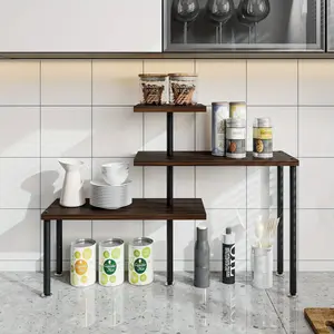 3-Tier Corner Shelf - Adjustable Space-Saver for Kitchen/Bathroom, Heavy-Duty Metal Rack with Non-Slip Coating, Perfect for Spices/Bottles, Compact Countertop Organizer, Easy Assembly Modern Shelving