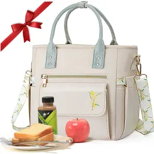 Deluxe Insulated Lunch Box Bag Women - Leakproof  Cooler with Multi Pockets Removable Strap for Work Picnic - Teacher Mothers Day Christmas Birthday Gifts