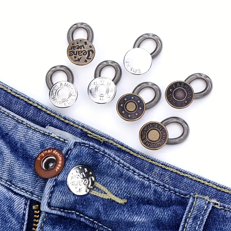 10pcs No-Needle Button Extenders, Adjustable Fit & Detachable Waist Extensions, Durable Metal Belt Expanders for Denim Jeans, Unisex Fashion Accessories