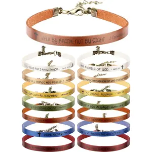 15  ian Bracelets for Women Men Inspirational Leather  Verse Bracelets God Faith Scripture Friendship Bracelets