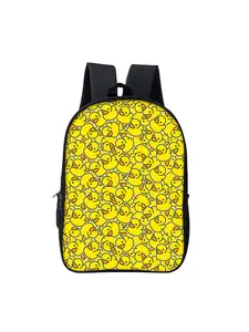 Double-layer backpack with yellow duck pattern print and headphone hole
