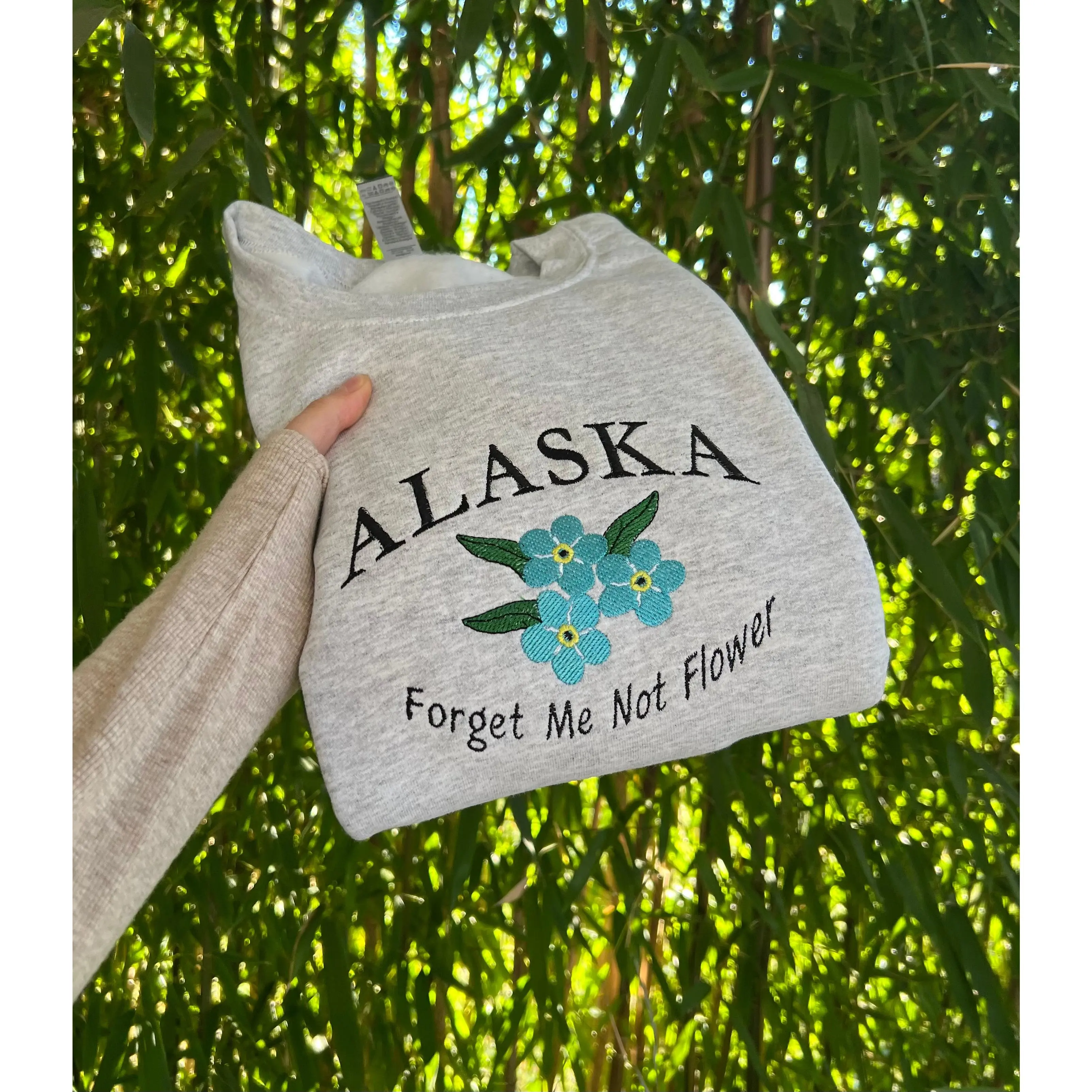 Alaska State Flower Embroidered Crewneck