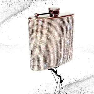Clear Crystal Rhinestone Flask-6oz