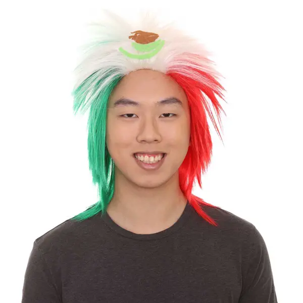 HPO Men Mexico Color Flag Sports,80's Mullet Wigs Collection | Premium Breathable Capless Cap | Flame Retardant Synthetic Fiber