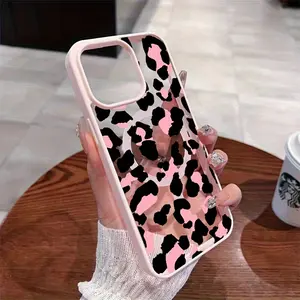 Pink and Black Leopard Print MagSafe Case Compatible with iPhone 17 Pro Max Air 16 16e 15 14 Plus 13 12 11 X XS Magnetic Clear Acrylic Back Drop Protection Pocket-Friendly Cellphone Cover Valentine's Day Gift 2D printing