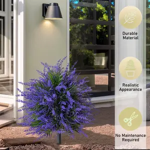 Simulation greenery lavender grassland flower arrangement, artificial fake flowers, spring and summer outdoor garden landscaping, courtyard party decoration flower stakes, round ball bonsai decoration, wedding bouquet