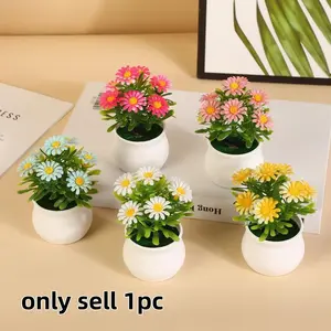 Simple Realistic Mini Daisy Plant, Creative Mini Sunflower Set, Decorative Fake Flower, Realistic Faux Plant, Artificial Sunflower, Home Desktop Office Bedroom Decor, Perfect Gift for Birthdays Easter Spring Parties