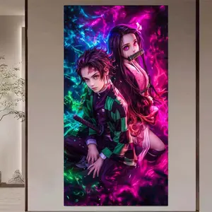 1 set of DIY diamond painting kit, 5D diamond art set, DIY decoration with colorful light effects, samurai costume, long hair. Mosaic, diamond art, DIY art home decor.