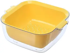 【Free Shipping 】1pcs Household Double Layer Draining Basket Mesh Strainer for Fruits and Vegetables Fast Drainage Kitchen Tool for Easy Washing and Storage