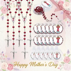 12 Set Mother's Day Rosary Beads Necklace with Organza Bag First Communion Catholic Divino Niño Jesus Virgin Mary Baptism Pentecost Ascension Day Gift for Guests Christian Memorial Prayer Confirmation Souvenir Gift to Baby Shower Church Jewelry Gift
