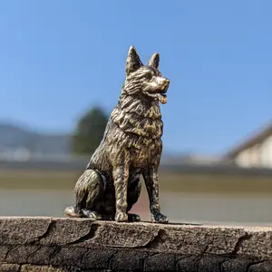 German Shepherd Figurine Handmade Brass Dog Miniature Statue home desk