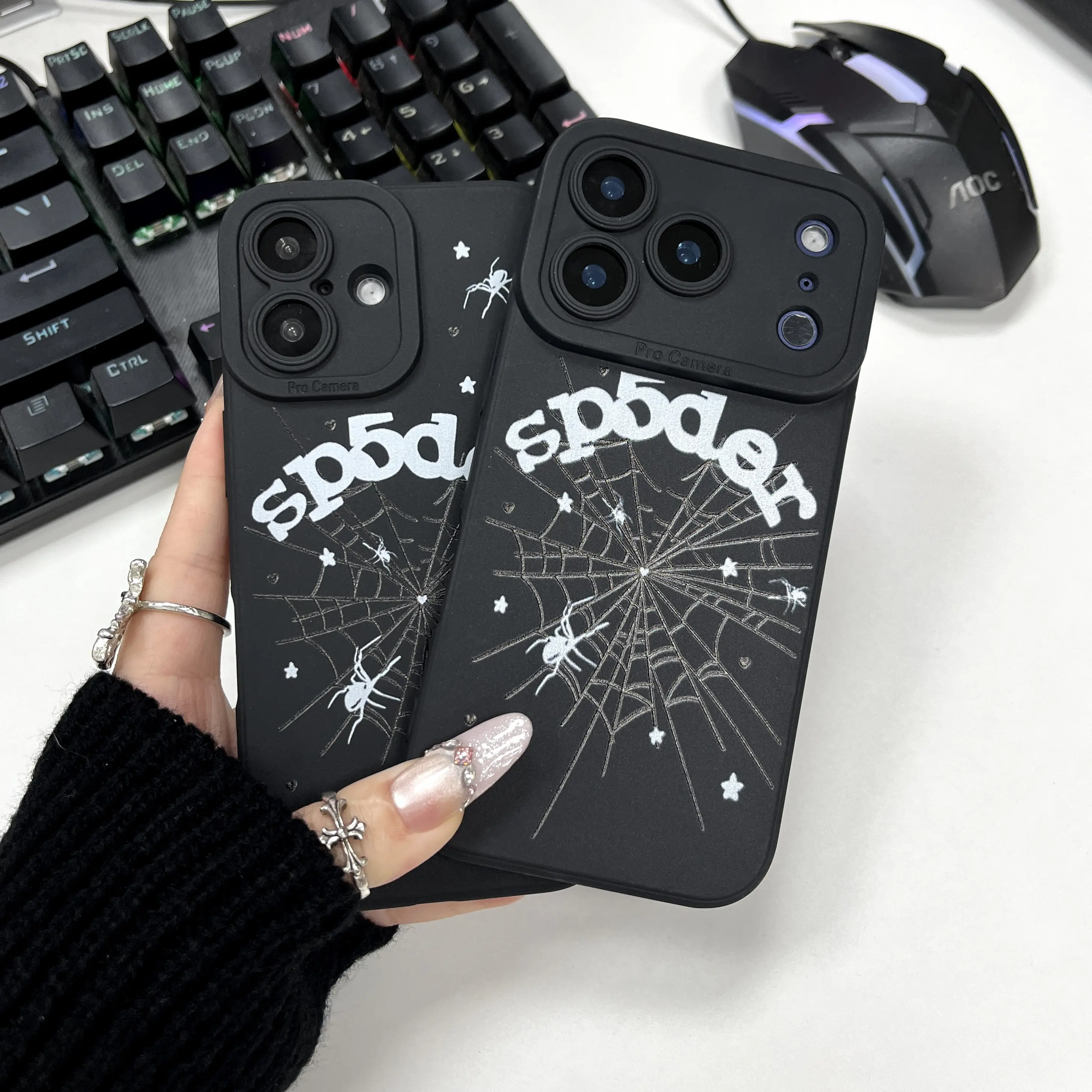 Shockproof TPU Smartphone & Cellphone Case for iPhone 13/14/15/16/17 Pro Max Plus Series, White Spider Web Pattern, Full Cover Protector, Soft Durable Slim Yet Secure Minimalist Accessory, Creative Gift Idea