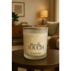 Home By TOUCH Eucalyptus Mist Serenity Spa Scented Soy Candle 12 oz Luxury Candle with Crisp Eucalyptus & Mint Aroma for Relaxation & Purifying Air