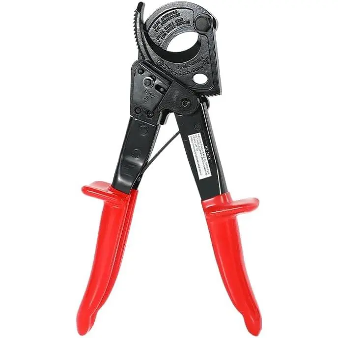 High Precision Ratchet Cable Cutter with Heat-Treated Parts, Non-Slip PVC Handle, Safety Lock, Clean & Smooth Cuts for Copper-Aluminum Cable - Cuts Up to 240mm² (240mm²/300 MCM Copper, 500 MCM Aluminum), 260mm Length, 0.7kg Weight, High Precision Cutter