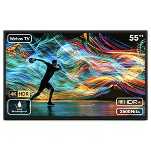 WELE 55" Outdoor TV, 4K HDR 2500-Nits Direct Sun Visible IP65 Waterproof Dustproof All-Weather Smart TV with Wi-Fi Bluetooth & Remote for Patio
