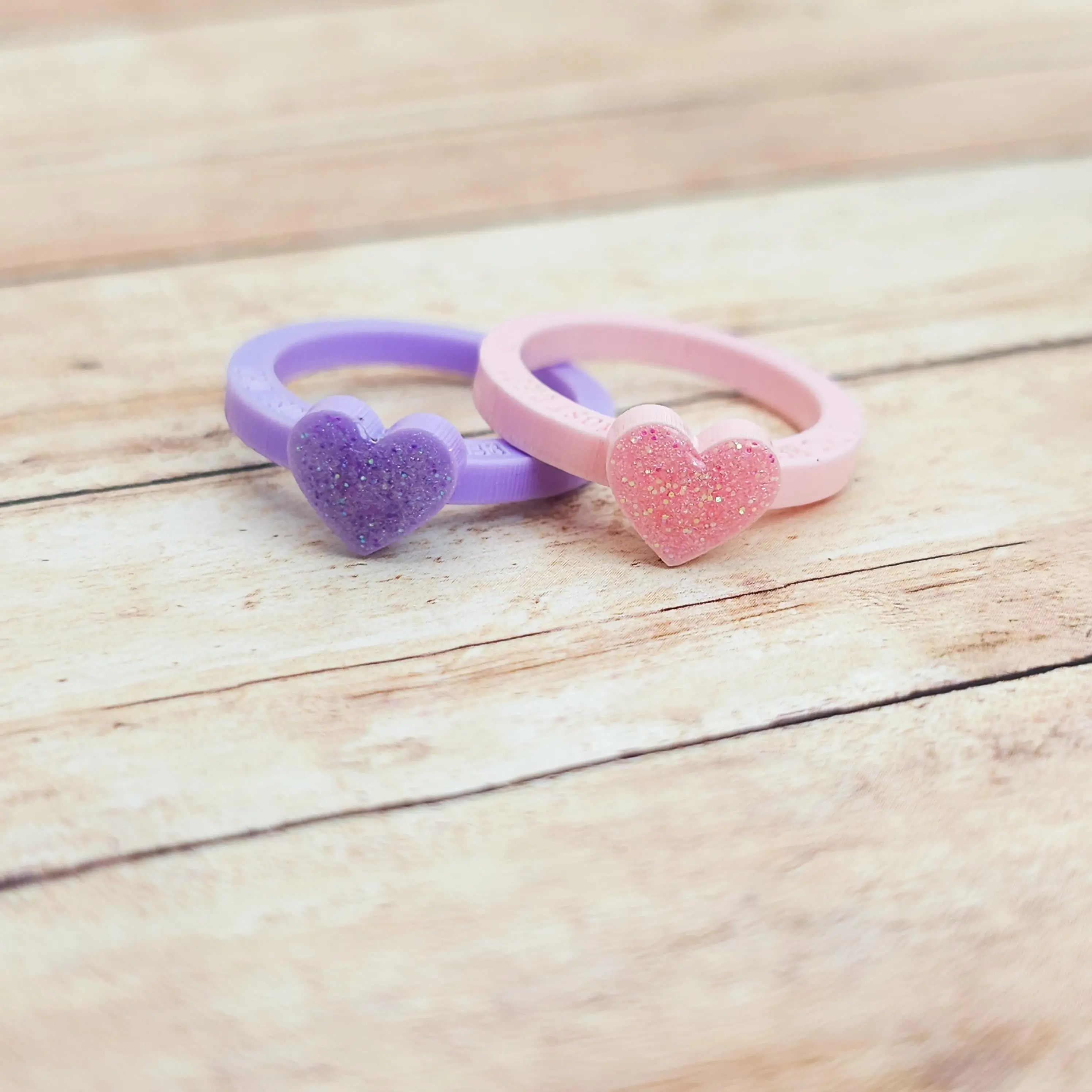 The Long Game Inspired Acrylic Ring Set | Heated Rivalry | Pike Kids "Wedding" Scene | Pink and Purple Heart Rings