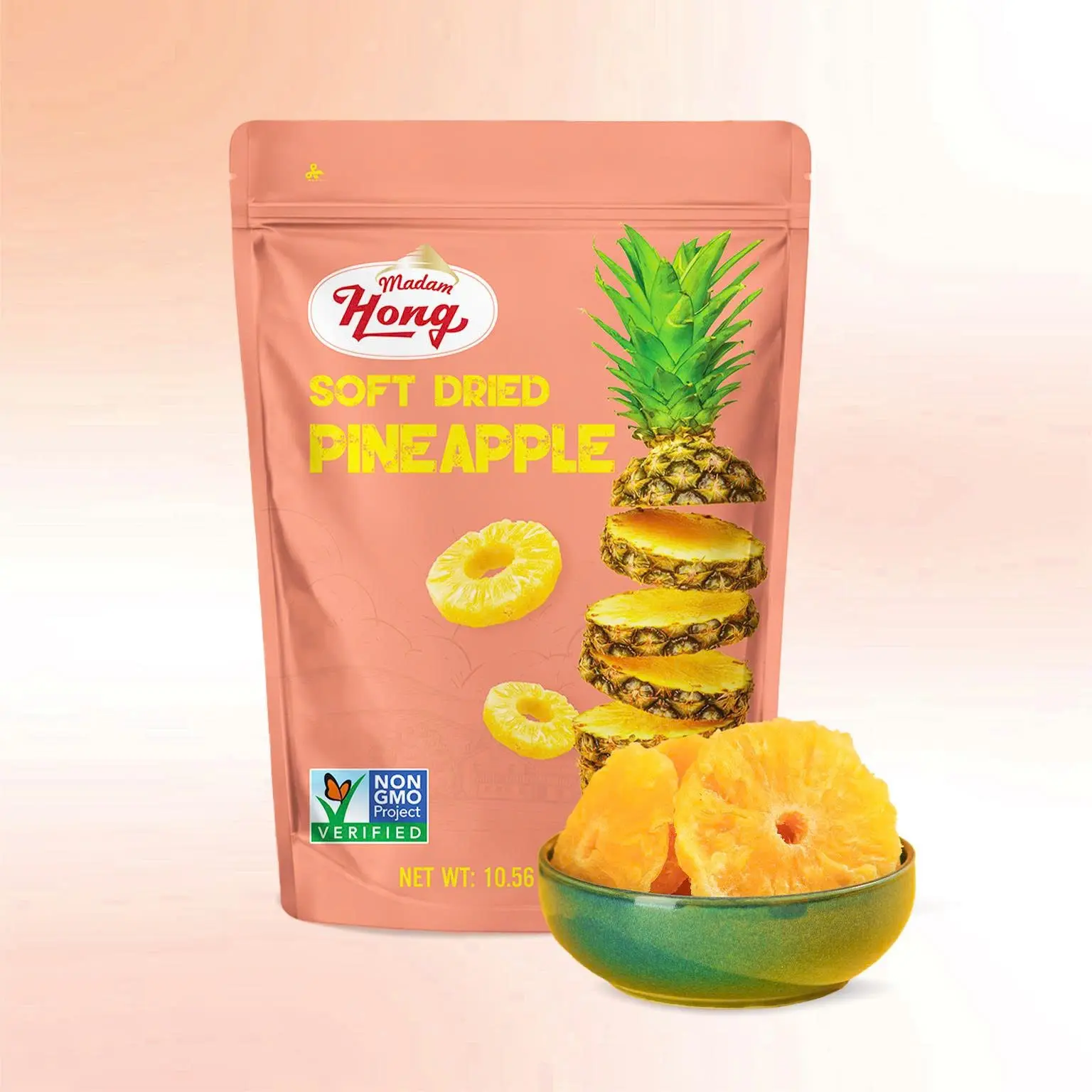 Soft Dried Pineapple 300g (10.6oz) – Natural Chewy Snack – Madam Hong